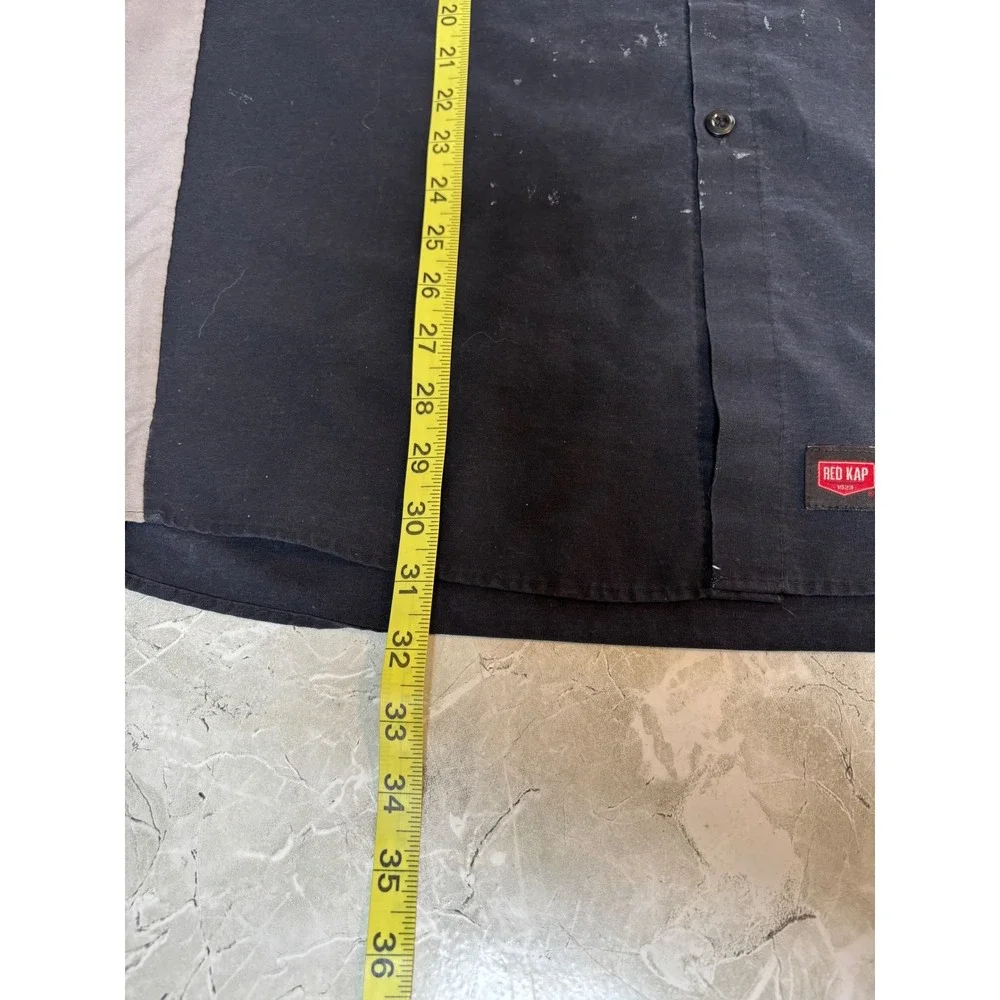 Red Kap XL Mens Mechanic Shop Work Shirt Short Sleeve‎ Black Gray Button Up
